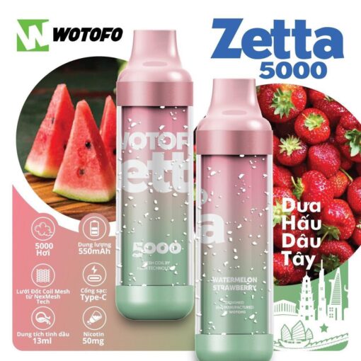 Wotofo Zetta 5000 Pod 1 Lần Dâu Dưa Hấu Lạnh